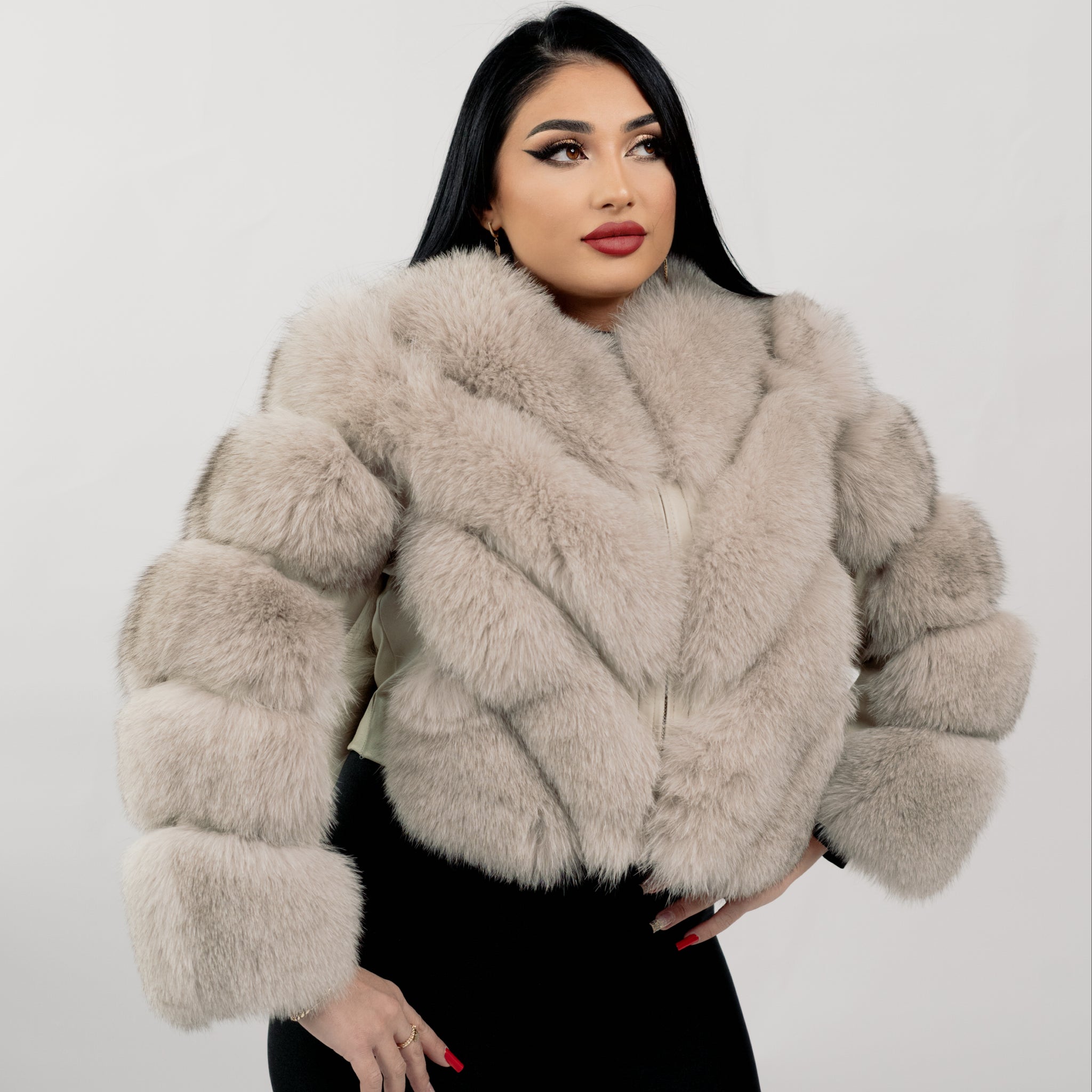 Haina de blana naturala de Vulpe Polara, Model 2 in 1